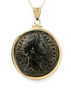 14k Gold Genuine Ancient Roman Coin Pendant Necklace (Antoninus Pius; 138-161 A.D.)