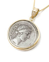 14k Gold Genuine Ancient Roman Coin Necklace (Libertas; 45 B.C.)