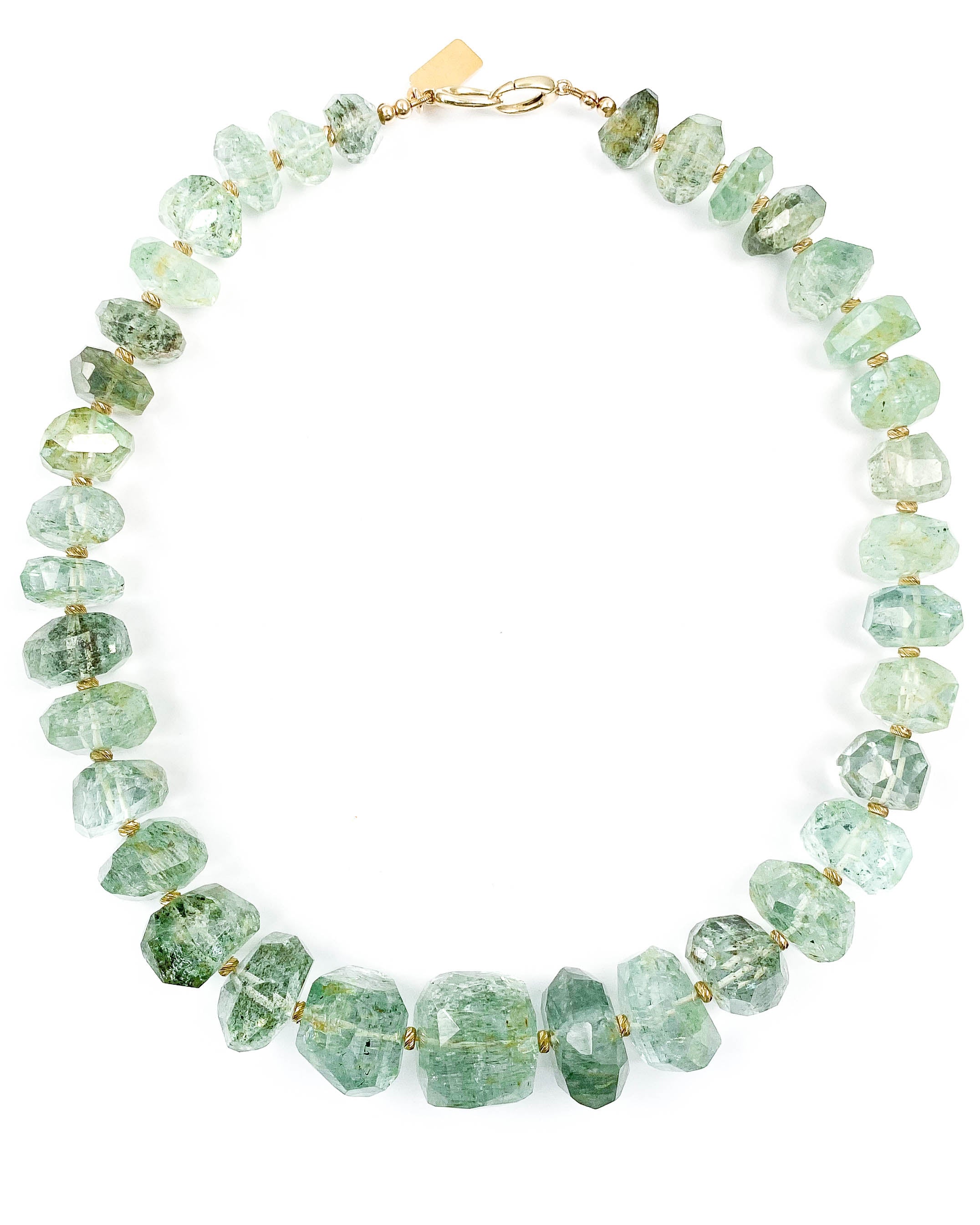 AAA Quality Moss Aquamarine Nugget & 14k Gold Necklace