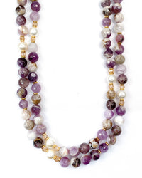 Amethyst & Pearl Double Strand Necklace