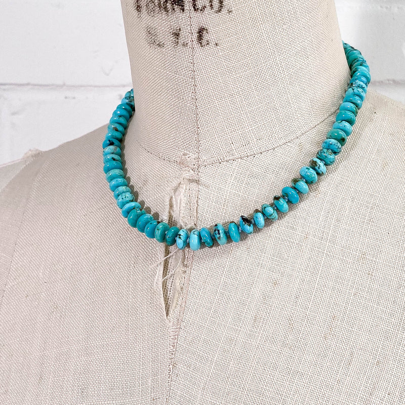Hand-Knotted Arizona Kingman Turquoise Necklace