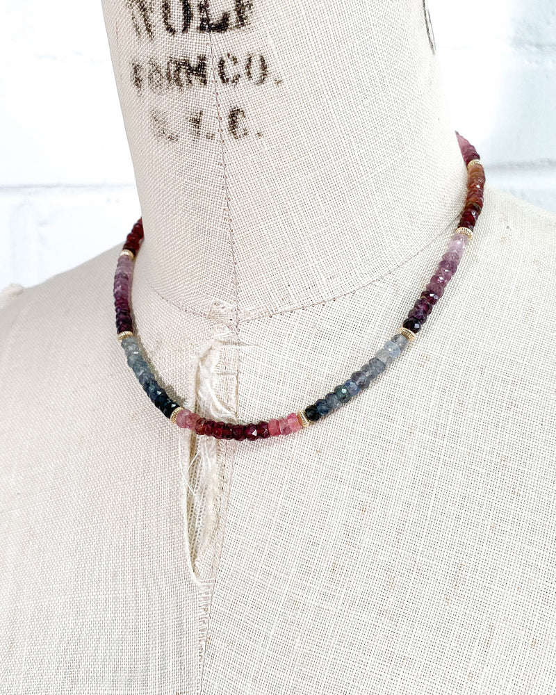 Faceted Multi-Color Spinel Strand Necklace