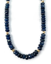 14k Gold Graduated Blue Sapphire Necklace