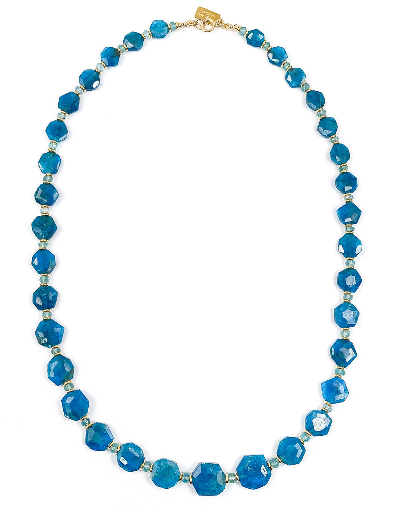 Octagonal Ocean Blue Apatite Statement Necklace
