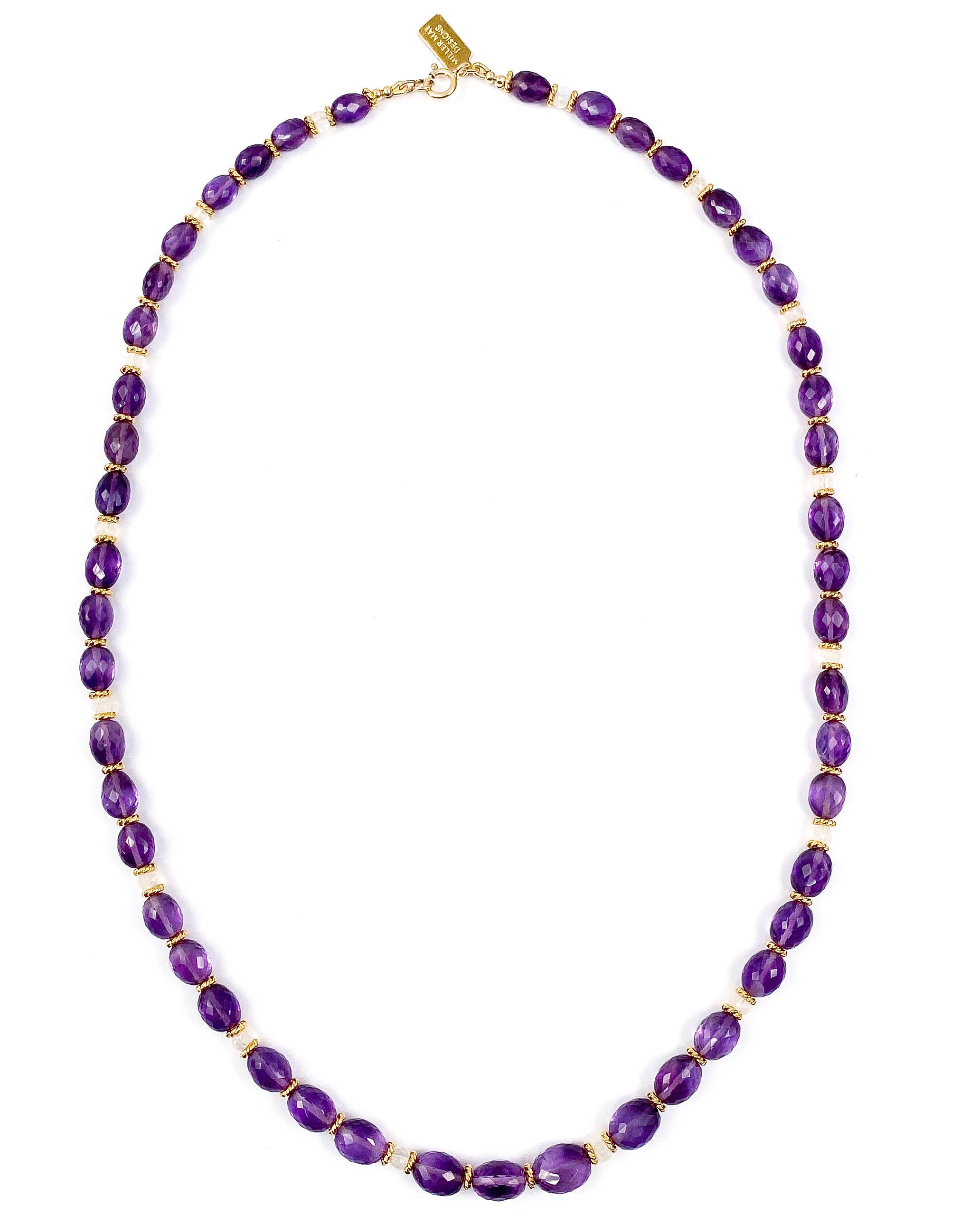 Faceted Amethyst and White Moonstone Strand Necklace