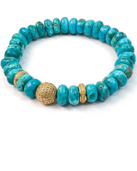 Diamond & Arizona Kingman Turquoise Stretch Bracelet