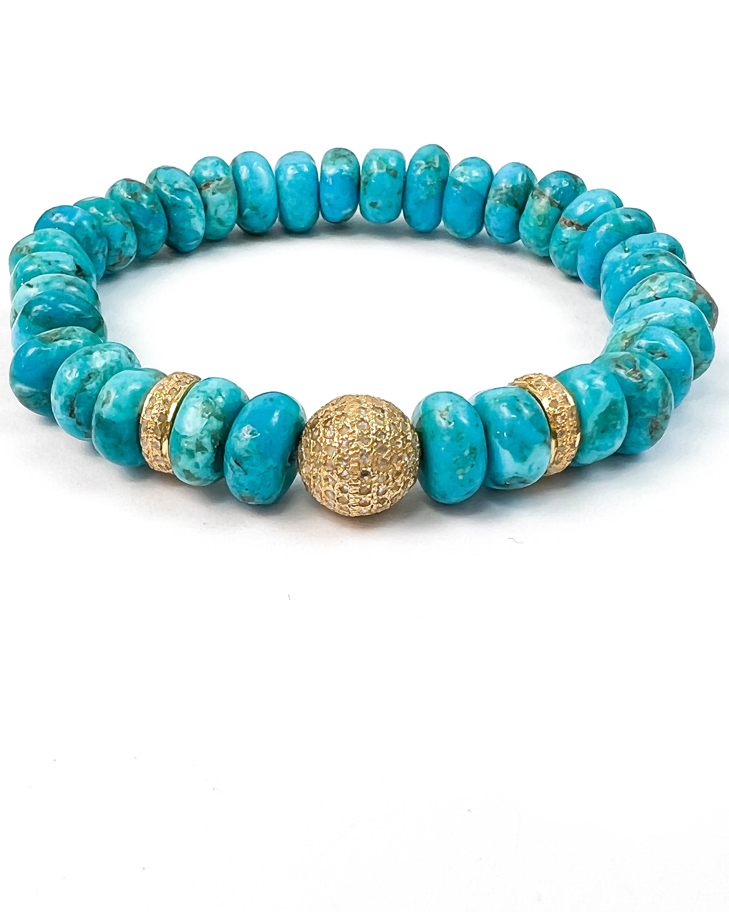 Diamond & Arizona Kingman Turquoise Stretch Bracelet