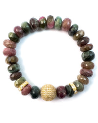 Diamond & Watermelon Tourmaline Stretch Bracelet