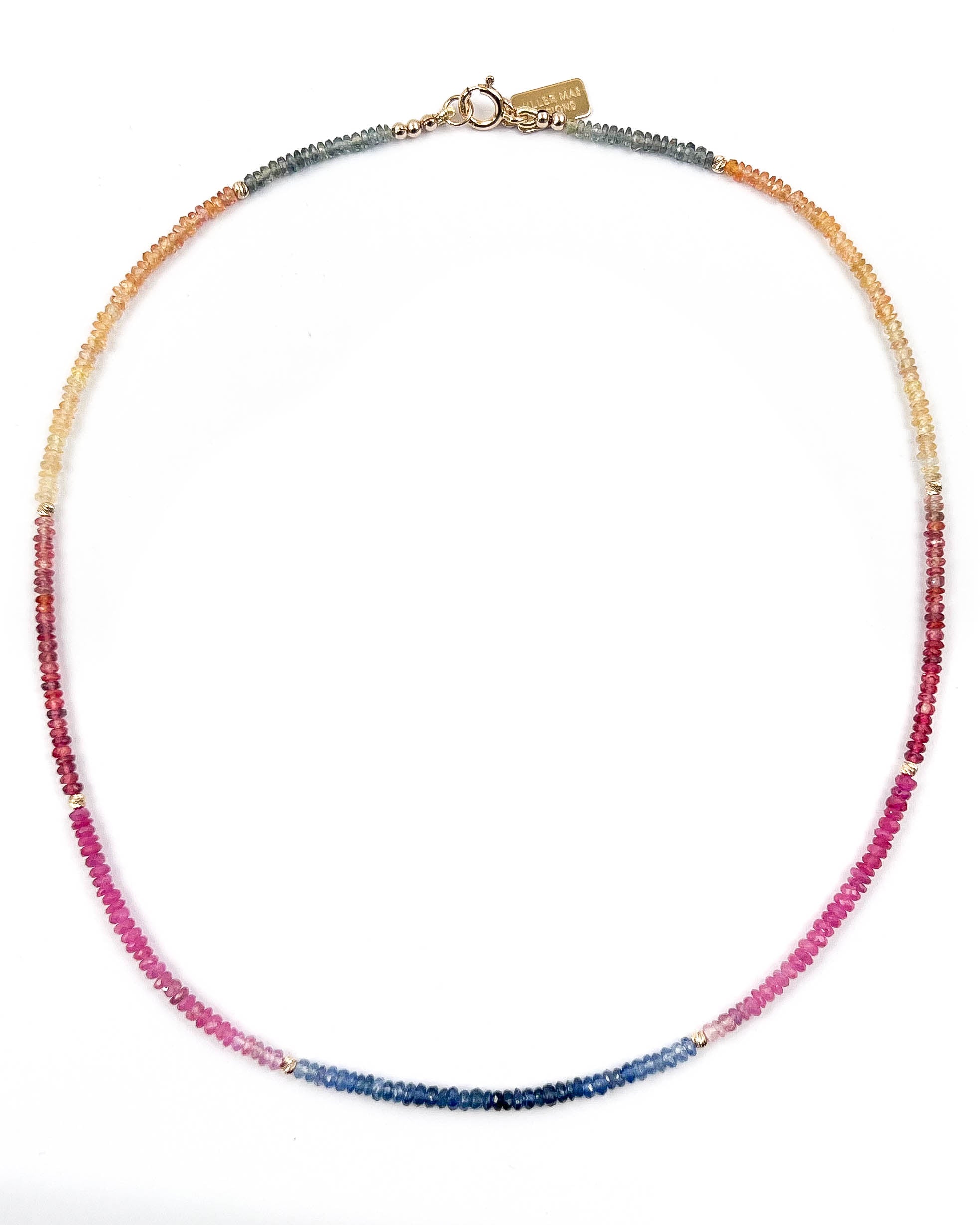 14k Gold Rainbow Sapphire Necklace