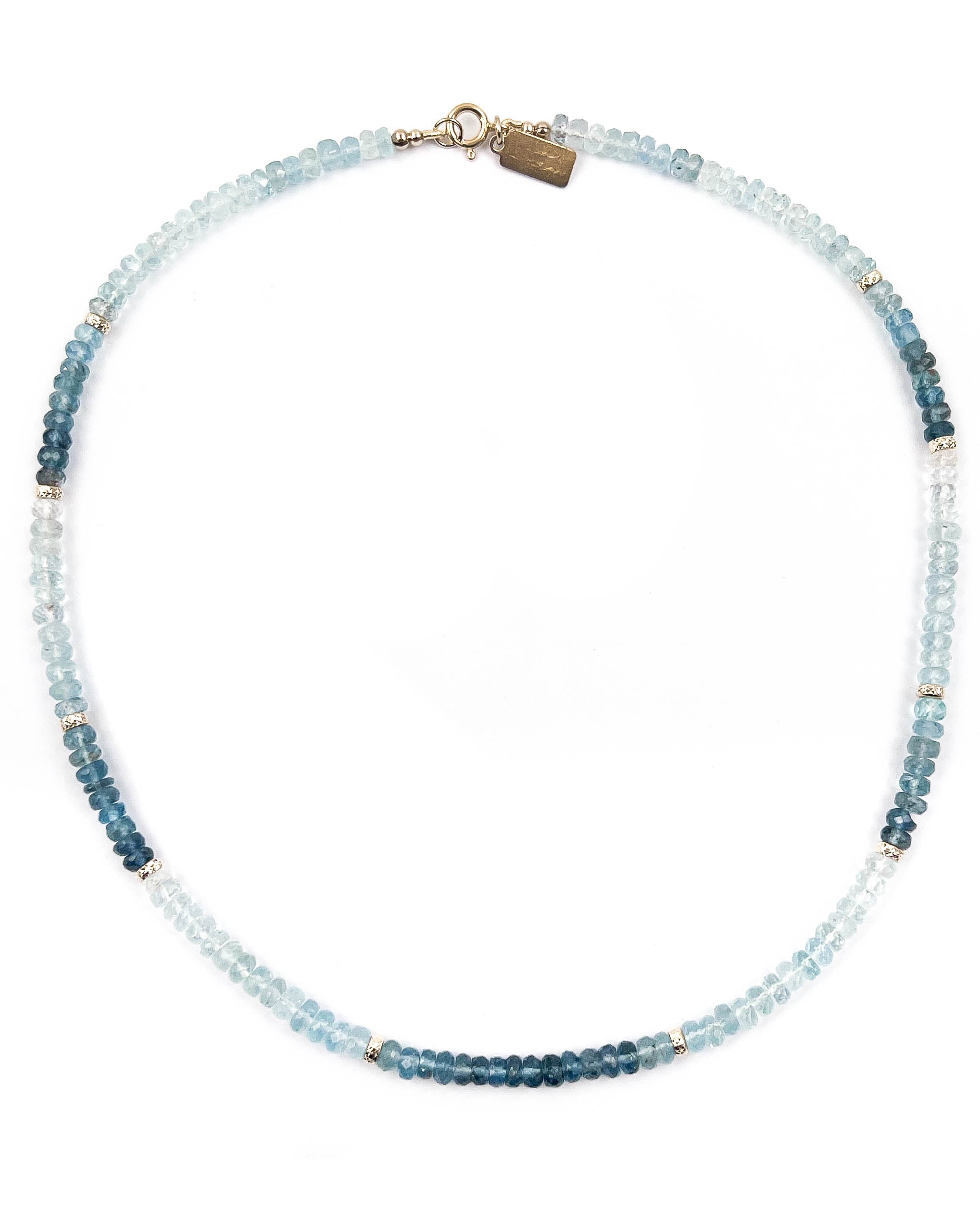 14k Gold Gradient Aquamarine Necklace