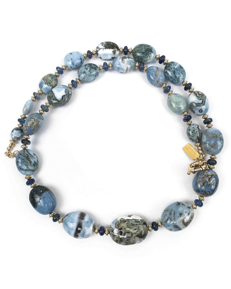 Blue Owyhee Opal Nugget & Kyanite Strand Necklace