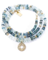 Diamond North Star & Aquamarine Necklace