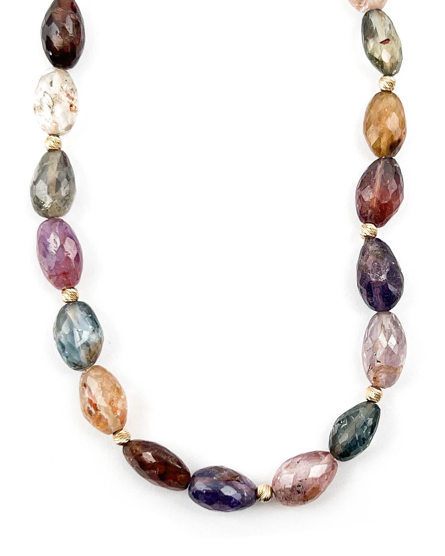 14k Gold Multi-Color Natural Sapphire Necklace