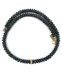 Diamond & Ethiopian Black Opal Strand Necklace