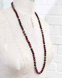 Ruby Quartz & Chocolate Peacock Pearl Strand Necklace