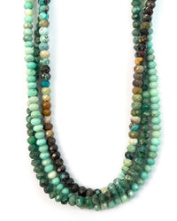 Triple Strand Brazilian Emerald, Turquoise, Amazonite Necklace