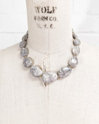 AAA Quality Grey Banded Jasper Nugget Necklace