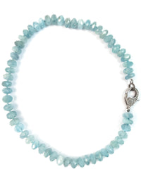Diamond Clasp & Hand-Knotted Aquamarine Necklace