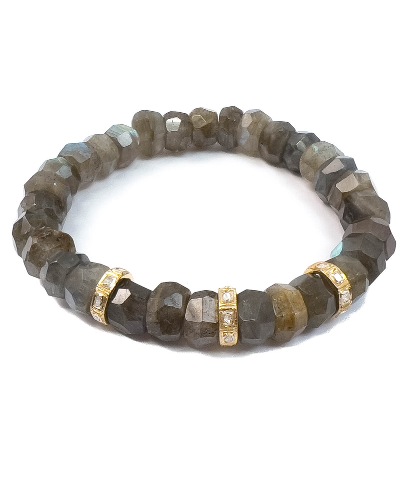 Diamond & Labradorite Stretch Bracelet