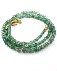 14k Gold Graduated Natural Zambian Emerald Necklace