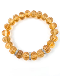 Diamond Spacer and Carved Golden Citrine Bracelet