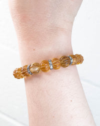 Diamond Spacer and Carved Golden Citrine Bracelet