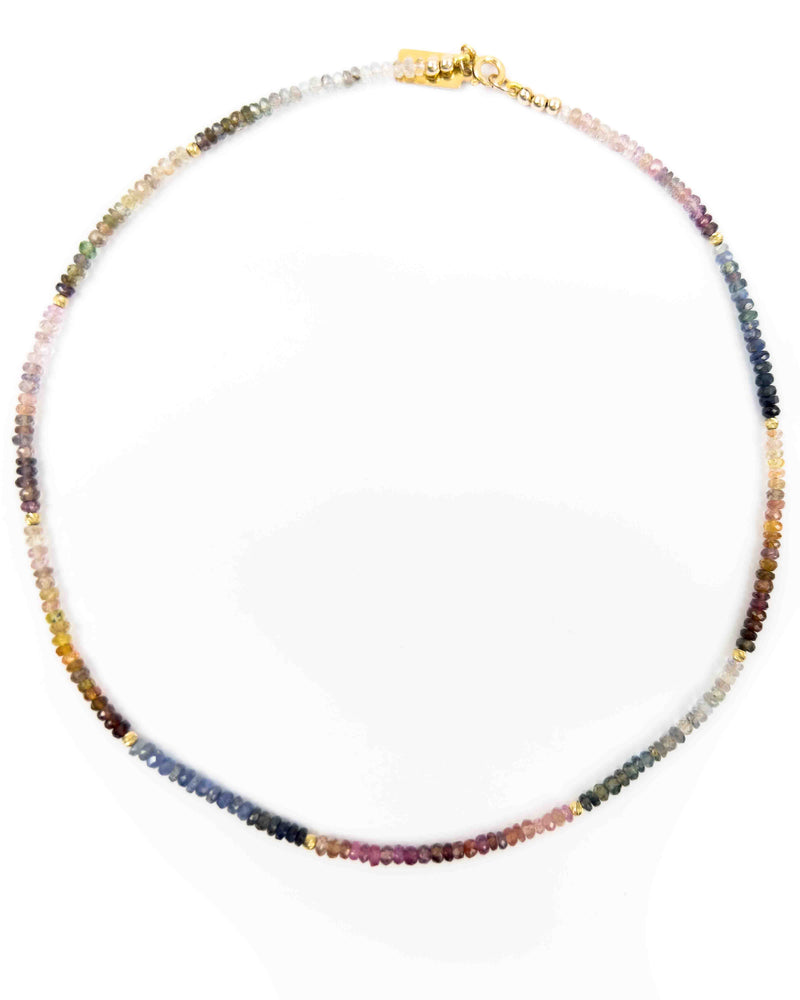 14k Gold Multi-Color Sapphire Strand Necklace
