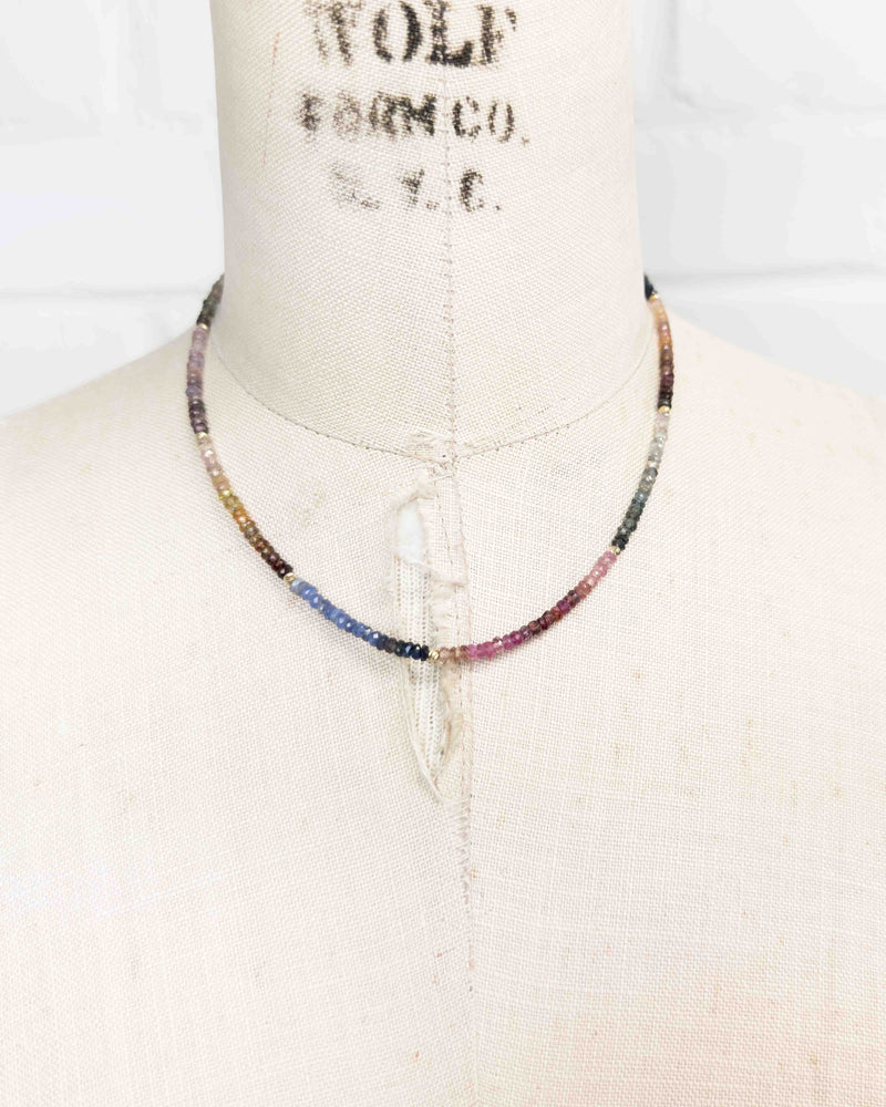 14k Gold Multi-Color Sapphire Strand Necklace