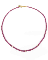 14k Gold Natural Graduated Pink Ruby Necklace