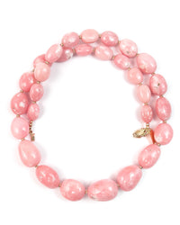 14k Gold Pink Peruvian Opal Nugget Necklace