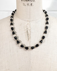 Black Spinel and Moonstone Strand Necklace