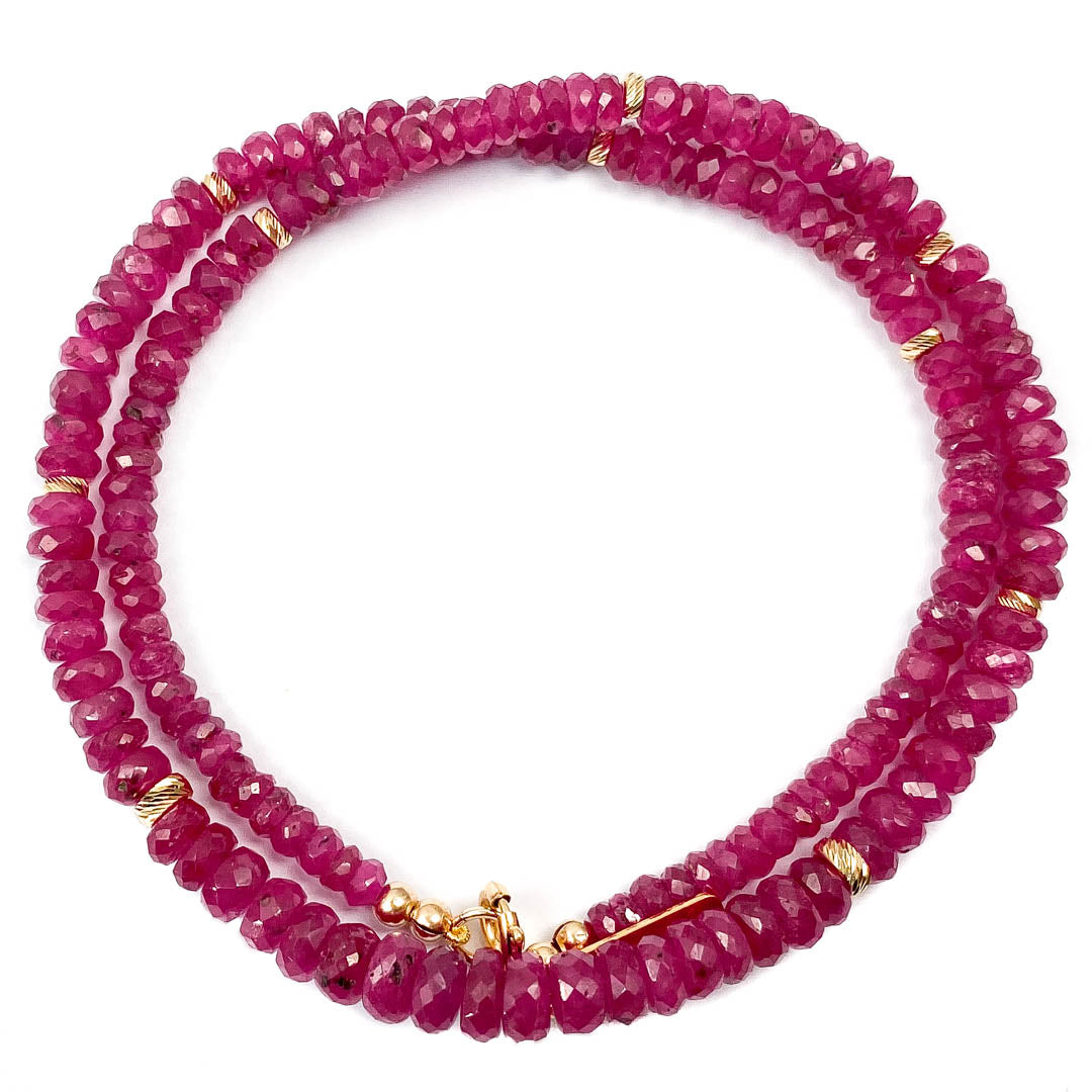 14k Gold & Natural Ruby Necklace