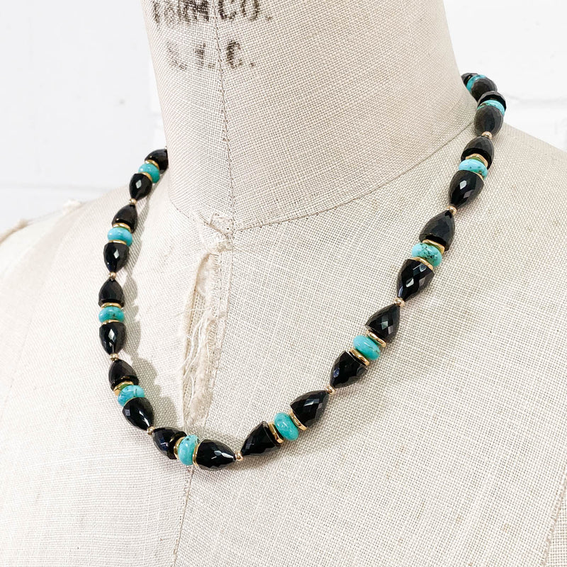 Black Spinel & Arizona Sleeping Beauty Turquoise Necklace