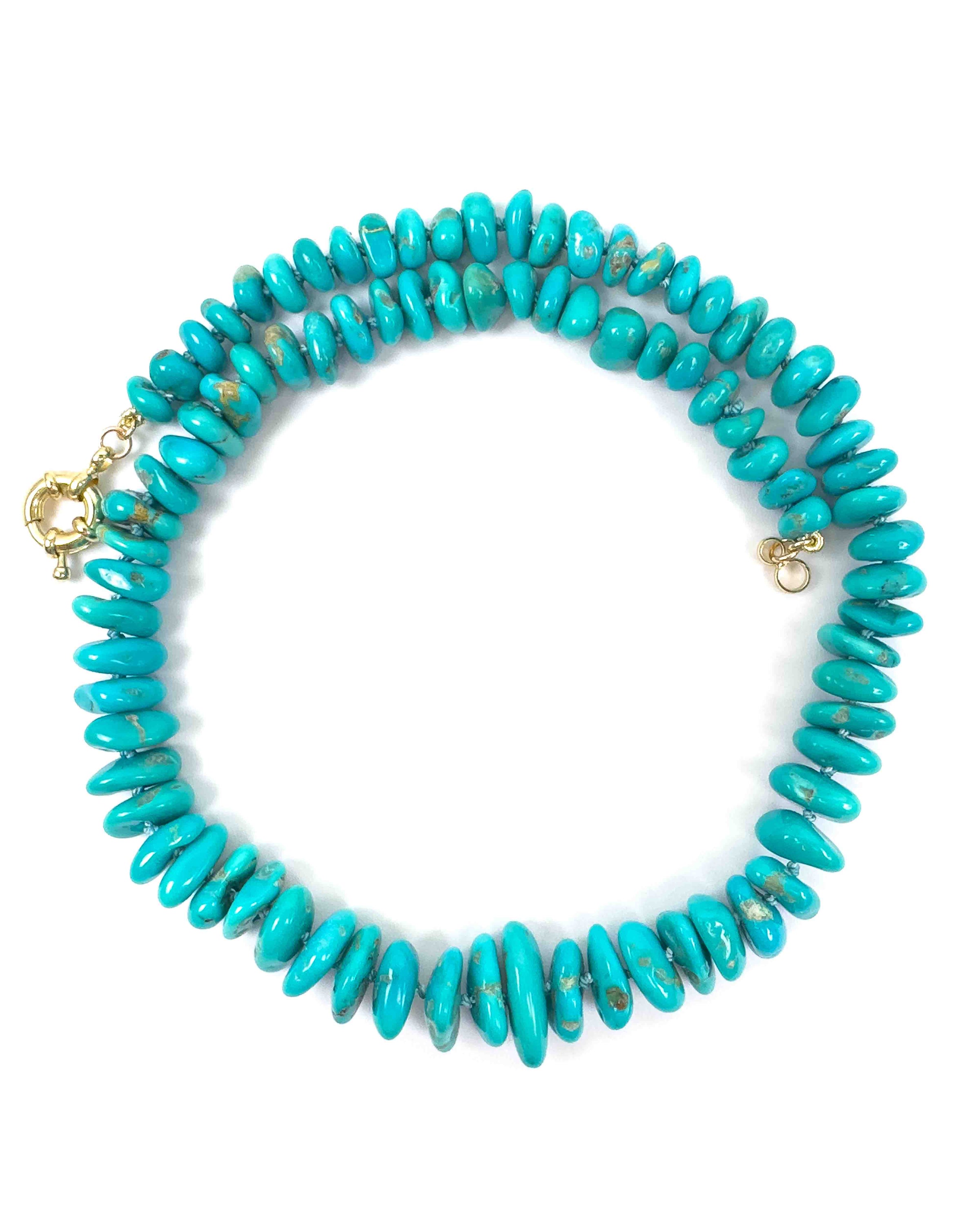 Hand knotted 4 strand Natural Green Turquoise Nugget Necklace Hand knotted 4 strand Natural Green Turquoise Nugget Necklace