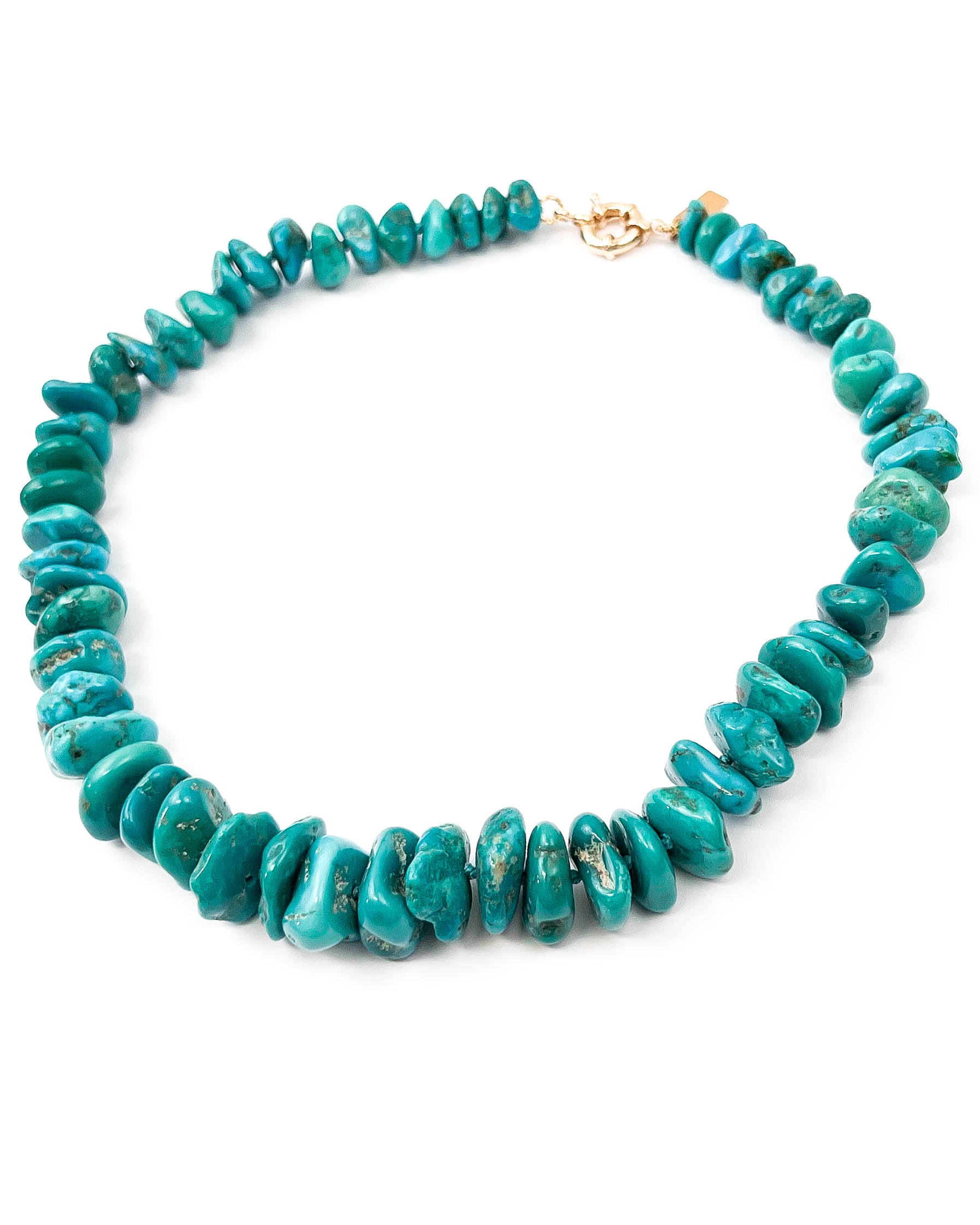 Arizona Sleeping Beauty Turquoise Nugget Hand-Knotted Necklace