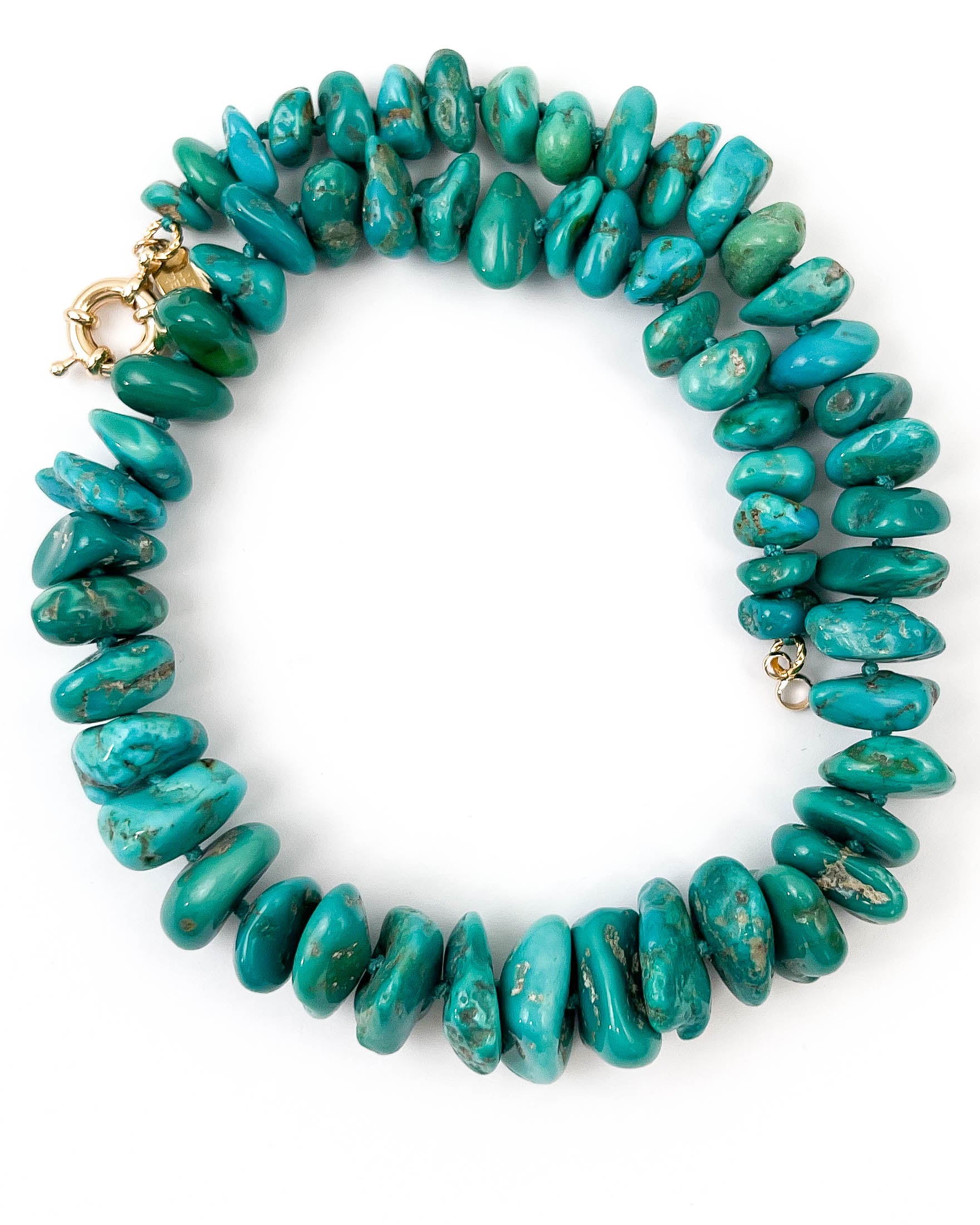 Hand knotted 4 strand Natural Green Turquoise Nugget Necklace Hand knotted 4 strand Natural Green Turquoise Nugget Necklace
