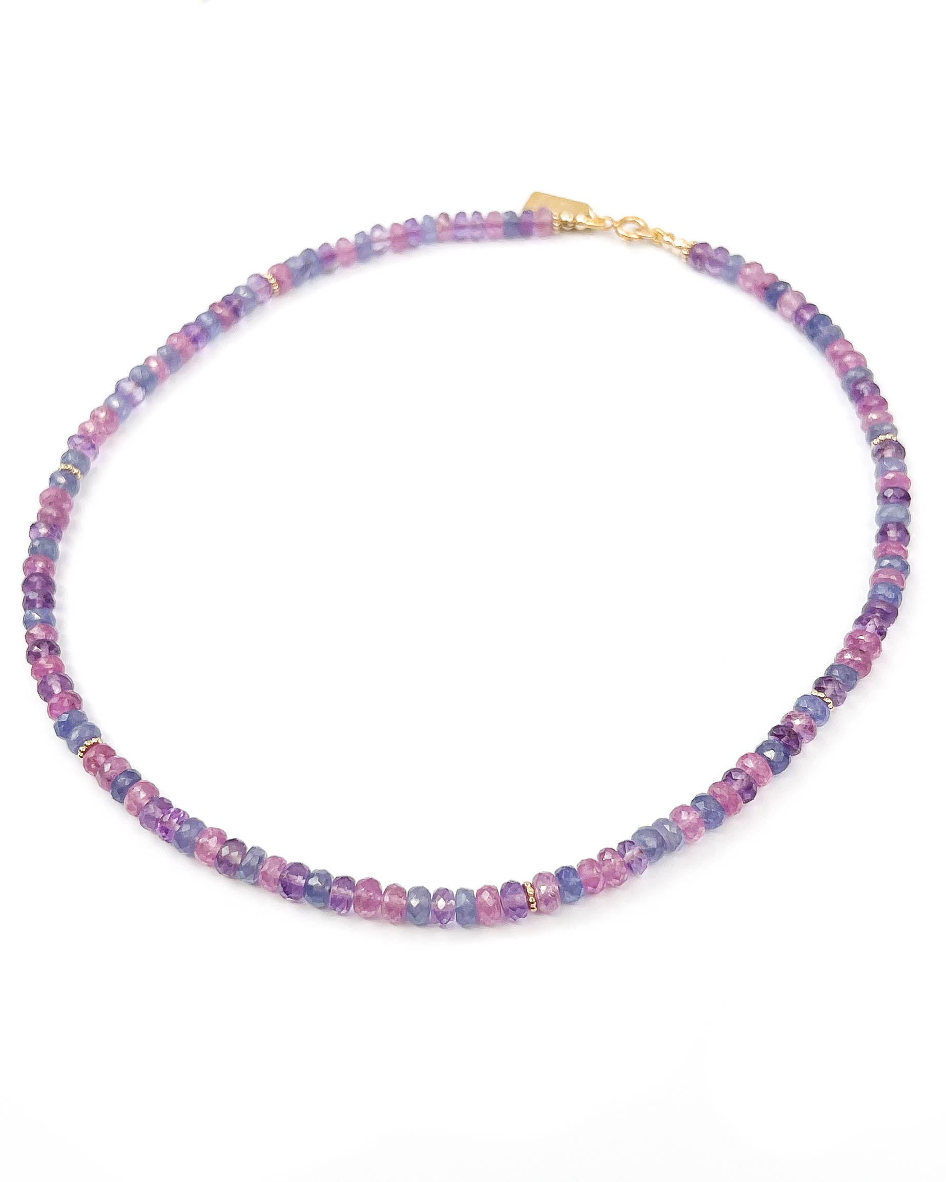 Tanzanite, Pink Sapphire, & Amethyst Gemstone Strand Necklace
